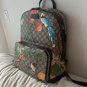 Gucci Zip Pocket Backpack Tian Print GG Coated Canvas Medium